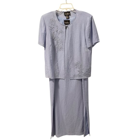 Positive Attitude Womens 2-Piece Light Blue Dress Set With Beading Embellishment - Picture 2 of 12